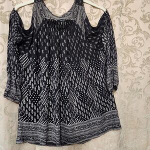 Lucky Brand Long Sleeve Top Blk/wht Sz L